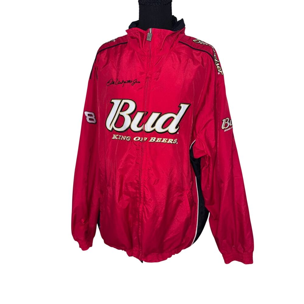 Chase Authentics Dale Earnhardt Jr Budweiser NASCAR Red Windbreaker Jacket L